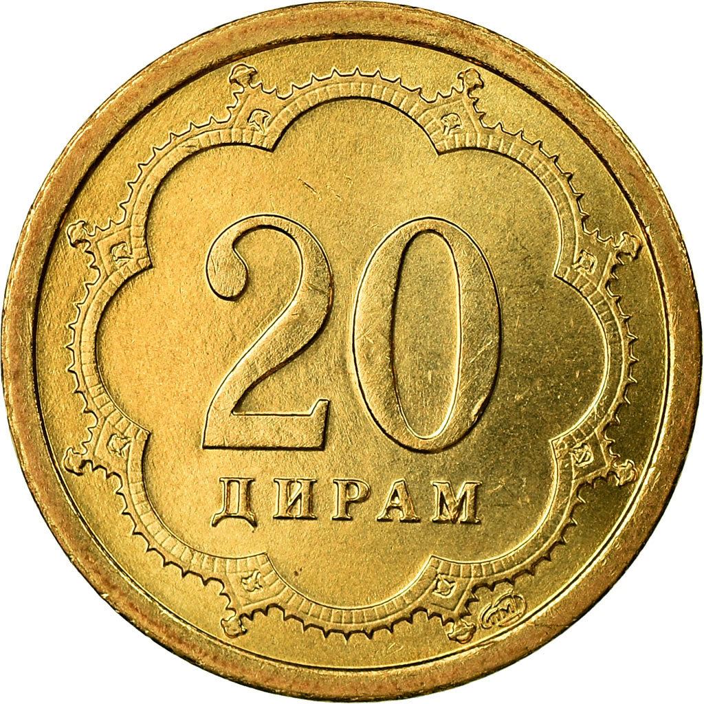 Tajikistan | 20 Diram Coin | Crown | Stars | Small Value | Km:4.1 | 2001