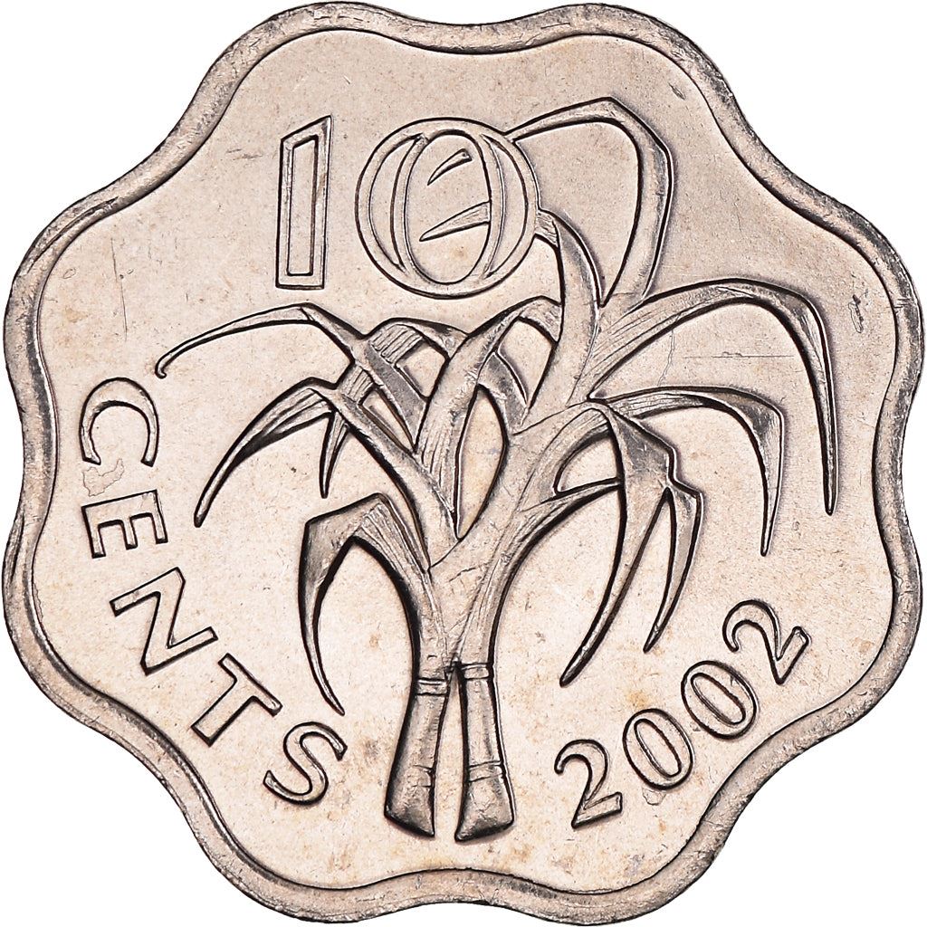 Eswatini 10 Cents Coin | King Mswati III | Sugar Cane | KM49 | 1995 - 2009