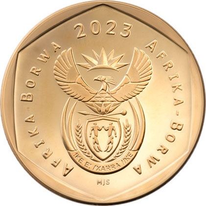 South Africa | 50 cents Coin | Bronze plated Steel | | Coat of arms | Bird | 2023