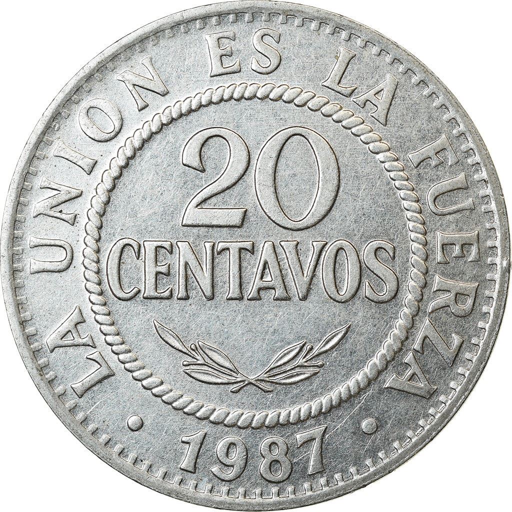 Bolivia | 20 Centavos Coin | Stainless steel | Coat of Arms | KM:203 | 1987-2008