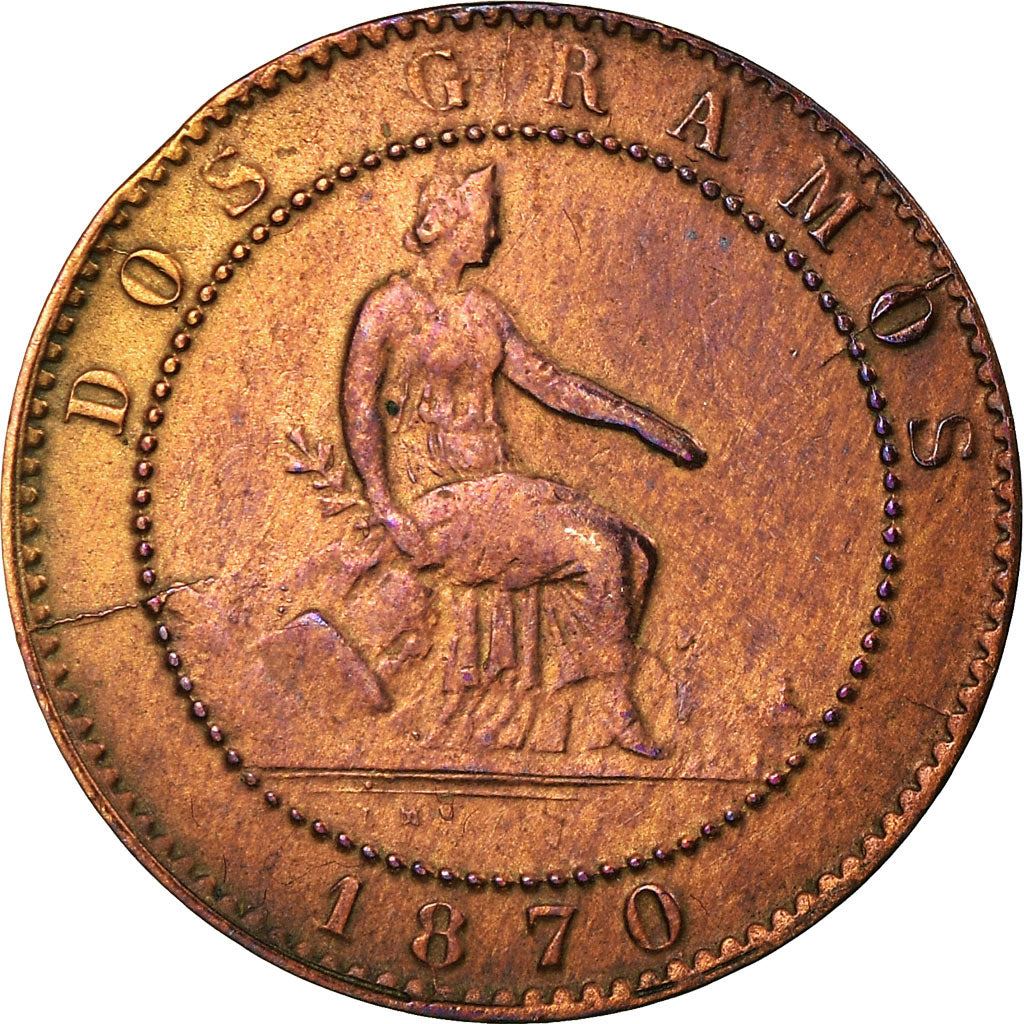 Spain 2 Centimos Coin | Provisional Government | KM661 | 1870
