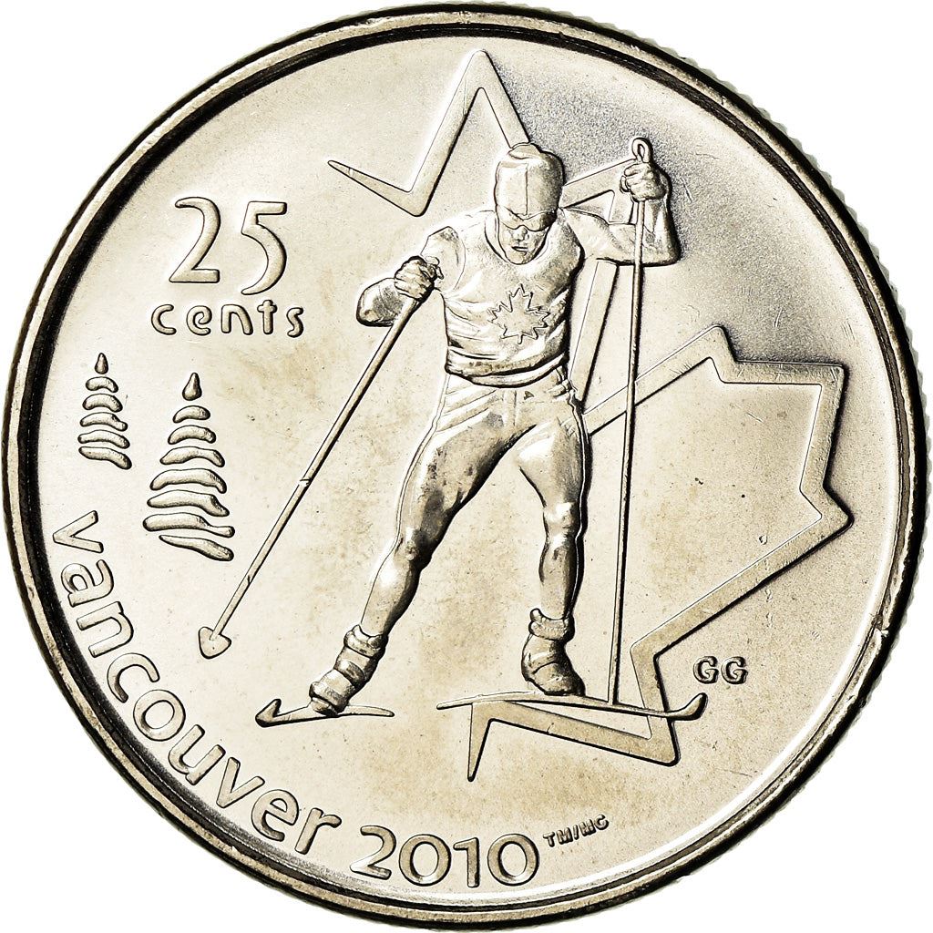 Canada | 25 Cents Coin | Nickel plated steel | Cross Country Skiing | KM:840 | 2009