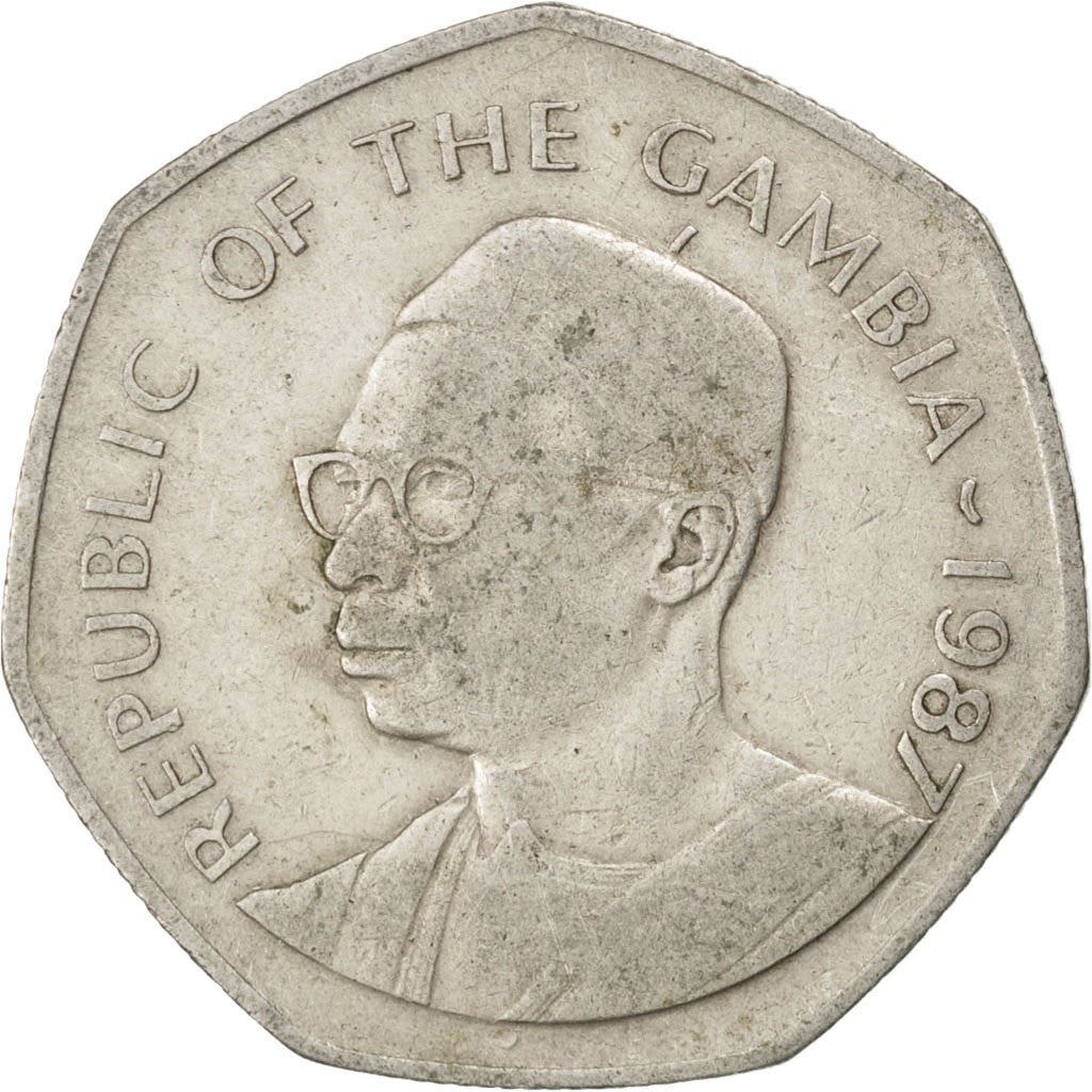 Gambia 1 Dalasi Coin | Crocodile | President Dawda Jawara | KM29 | 1987
