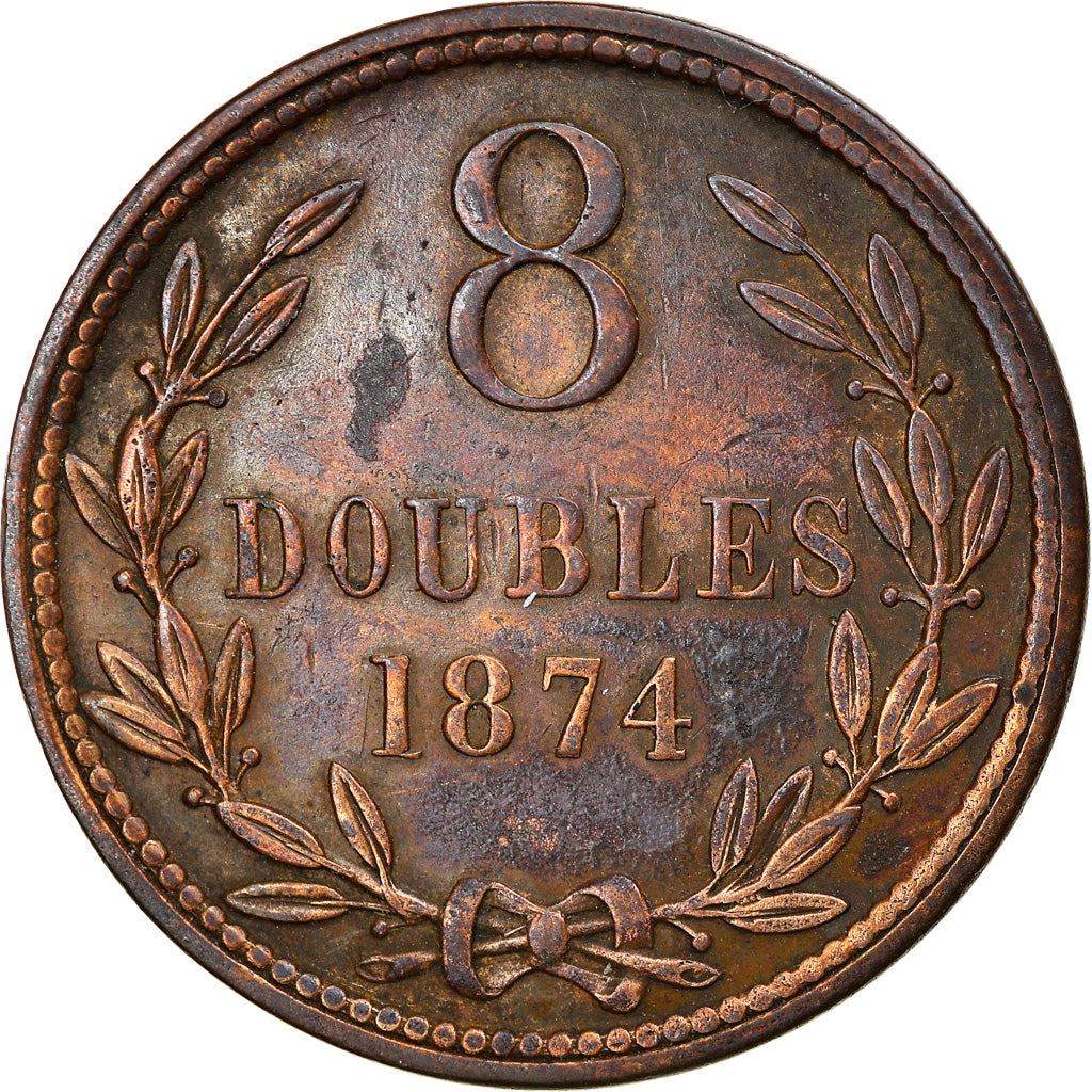 Guernsey 8 Doubles Coin | KM7 | 1864 - 1911
