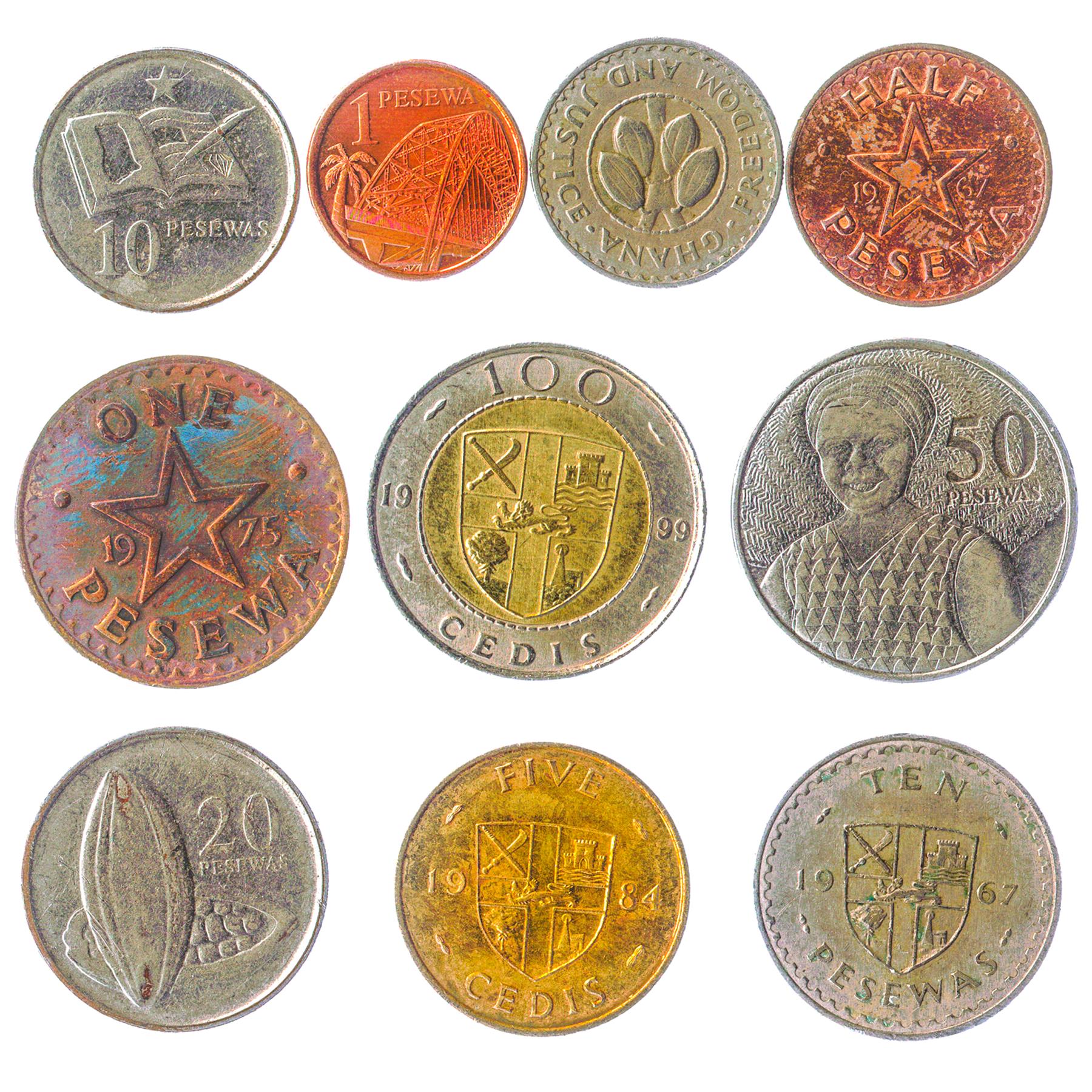 Ghana 10 Mixed Coins 100 Cedis | 1967 - 2018