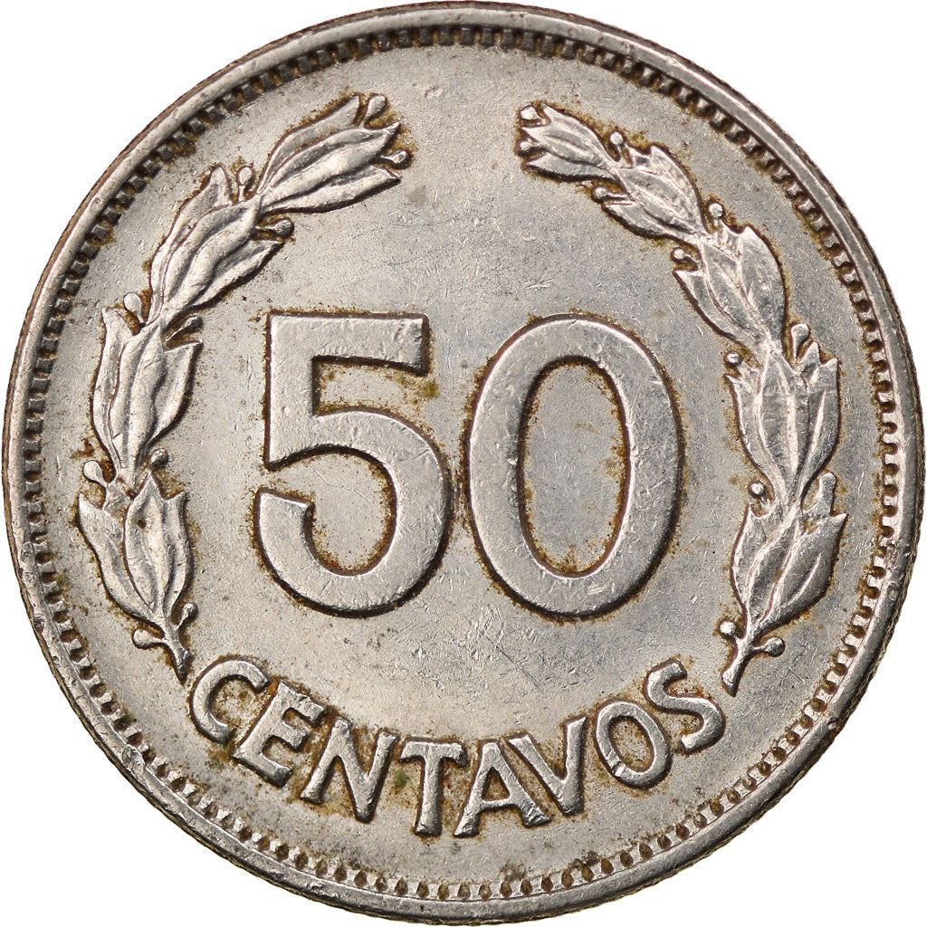 Ecuador | 50 Centavos | Nickel clad steel | Coat of Arms | KM:81 | 1963-1982