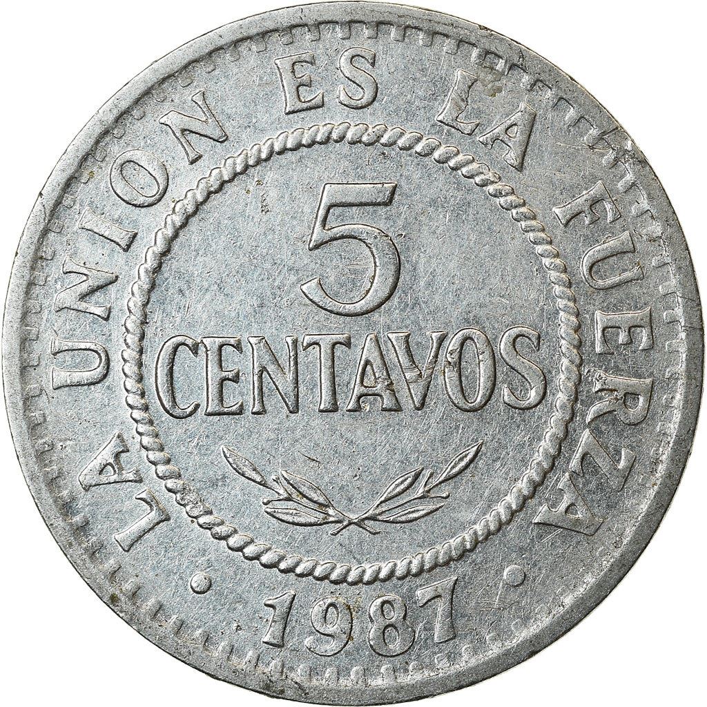 Bolivia | 5 Centavos | Stainless steel | Coat of Arms | KM:201 | 1987