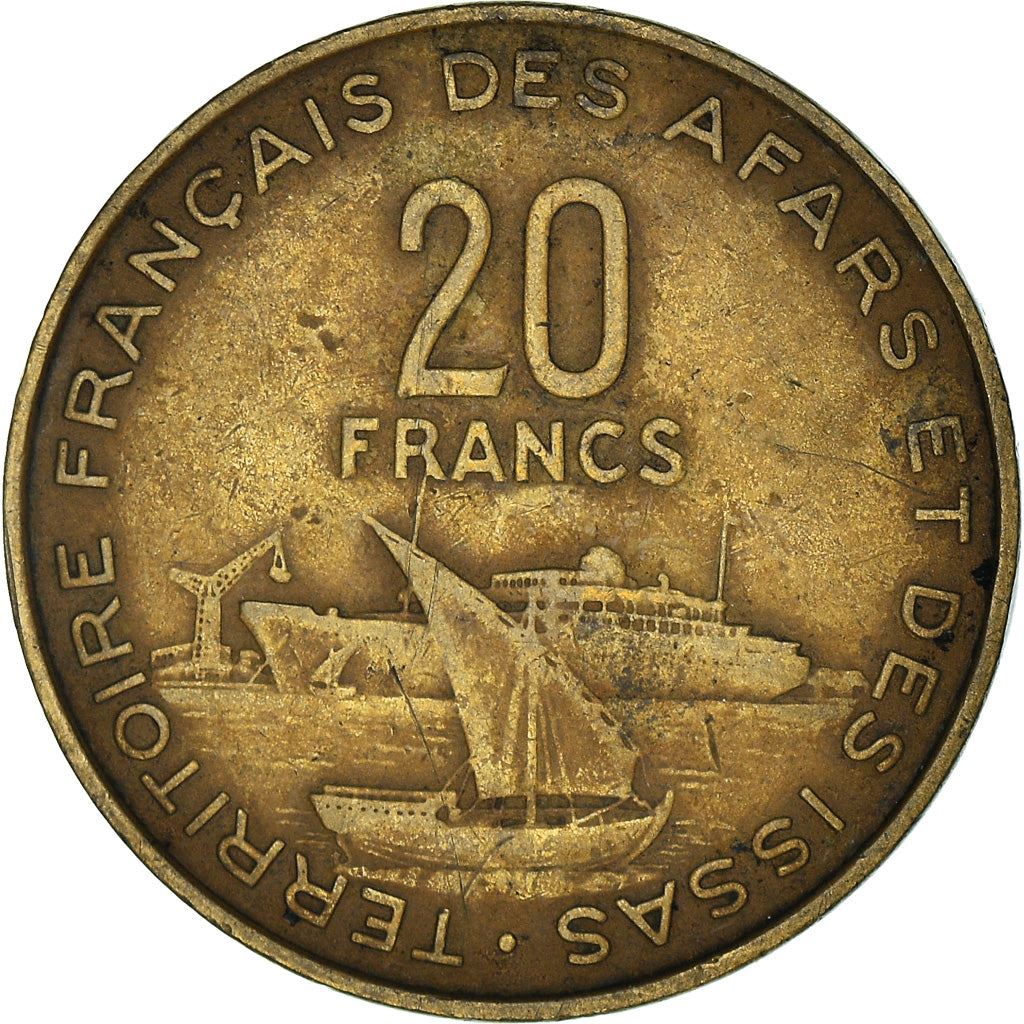 Afars and Issas | 20 Francs Coin | Marianne | Dhow | Ocean Liner | Km:15 | 1968 - 1975