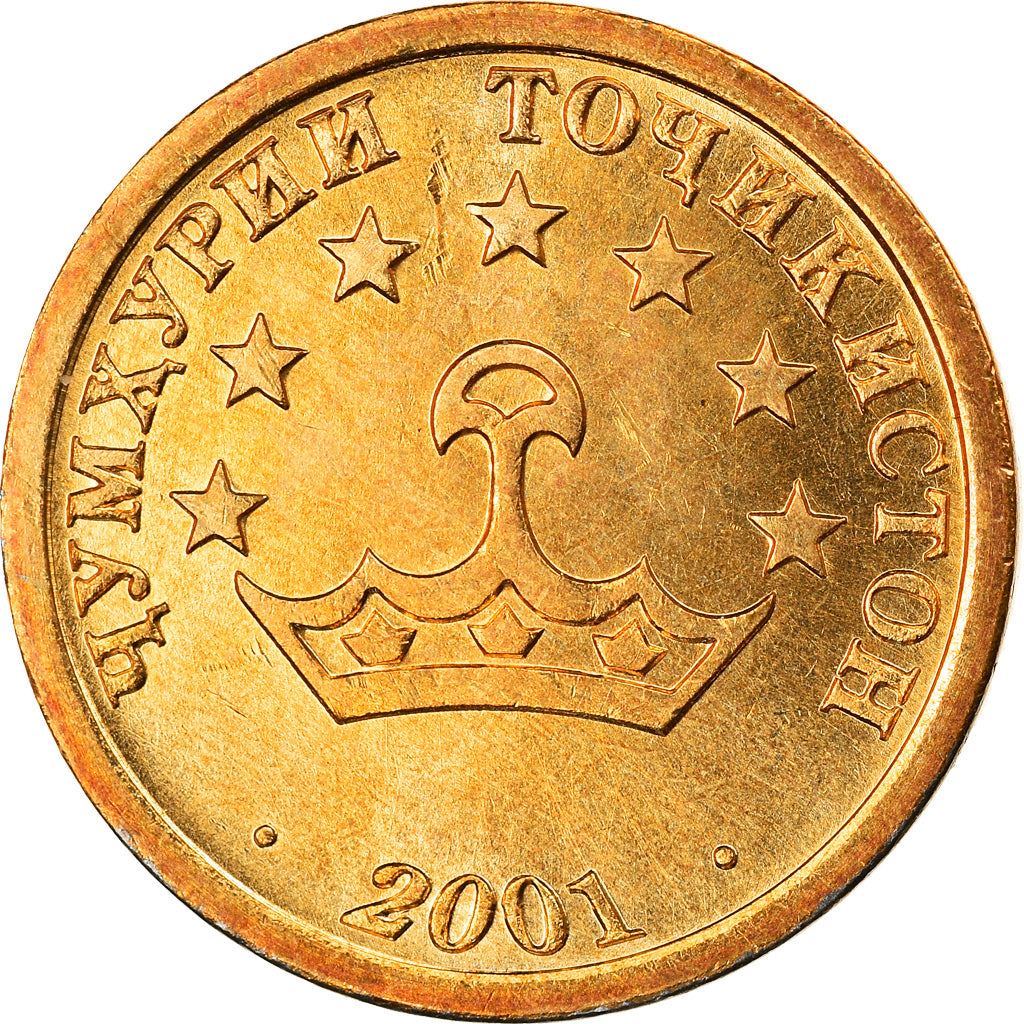 Tajikistan | 10 Diram Coin | Crown | Stars | Small Value | Km:3.1 | 2001