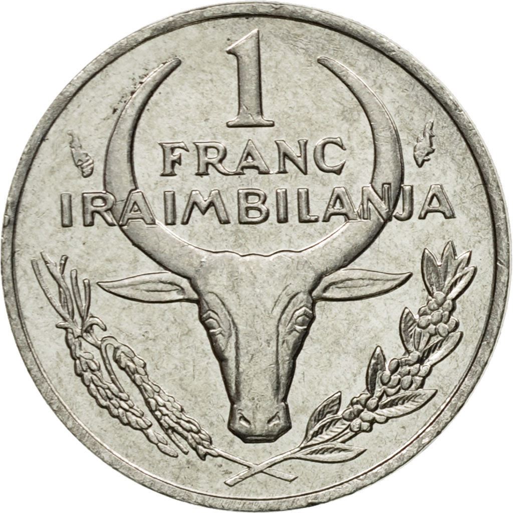 Madagascar | 1 Franc Coin | Zebu | Flower | Km:8 | 1965 - 2002