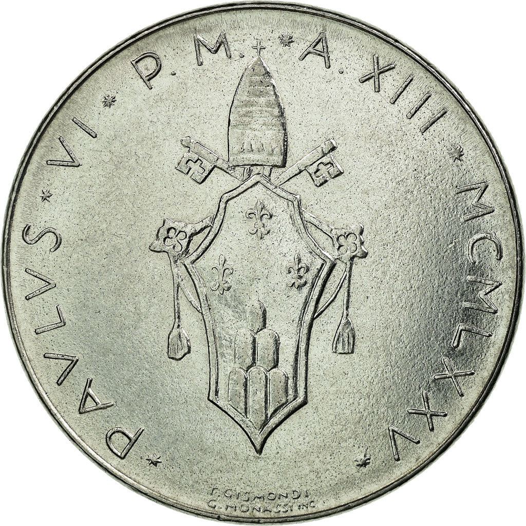 Vatican City | 50 Lire Coin | Olive branch | Km:121 | 1970 - 1976