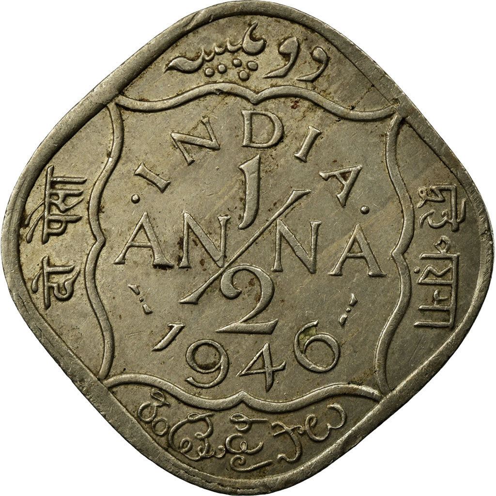 India - British | 1/2 Anna Coin | King George VI | Km:535 | 1946 - 1947
