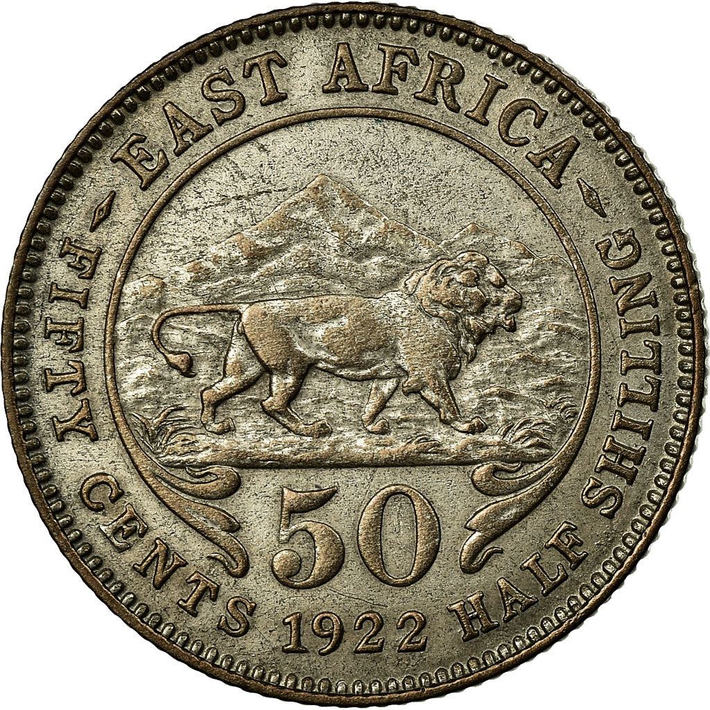 East Africa | 50 Cents Coin | George V | Lion | Mountains | Km:20 | 1921 - 1924