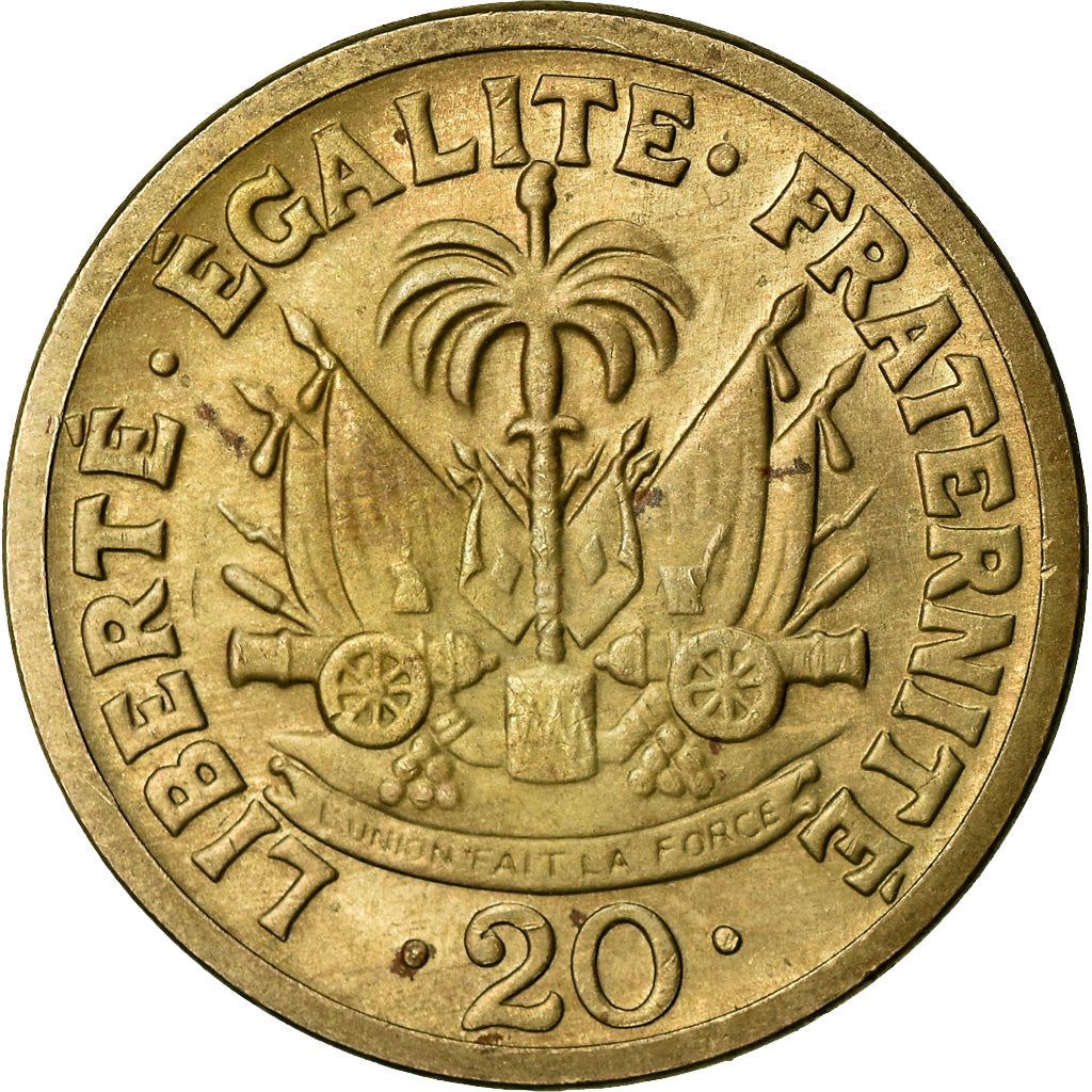 Haiti | 20 Centimes Coin | Francois Duvalier | Cannon | KM:77 | 1970