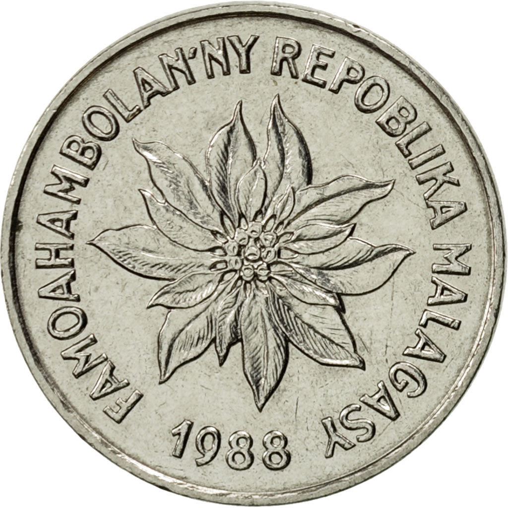 Madagaskaras | 2 frankų moneta | Zebuas | Gėlė | Km:9 | 1965 - 1989