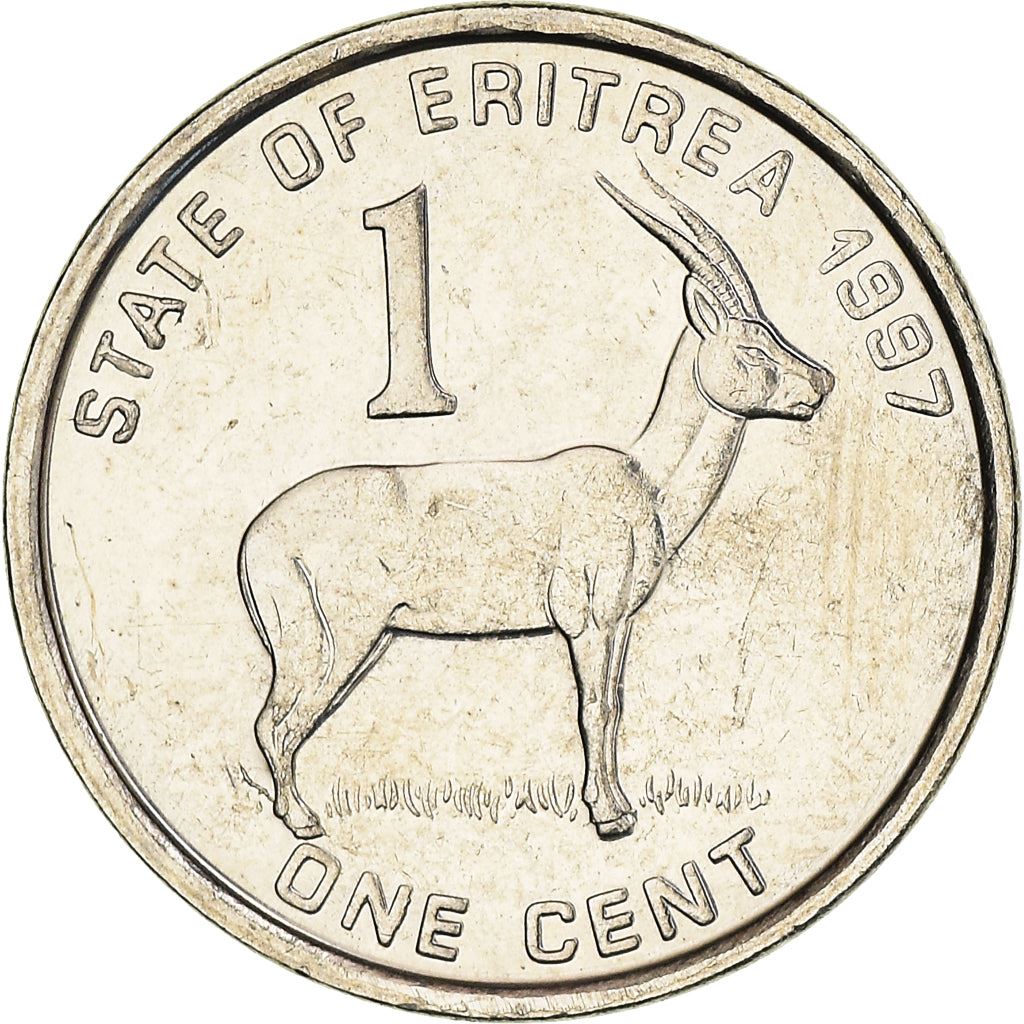 Eritrea | Moneta da 1 Cent | Gazzella | Soldati | Bandiera | Km:43 | 1997