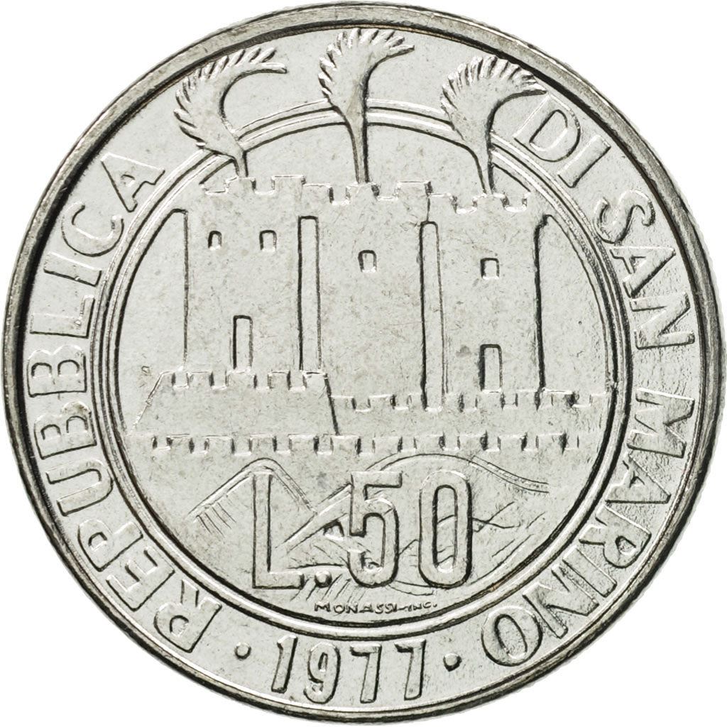San Marino | 50 Lire Coin | the three towers | Km:68 | 1977