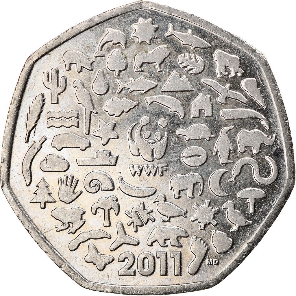 United Kingdom 50 Pence Coin | Elizabeth II 4th portrait | WWF | 2011