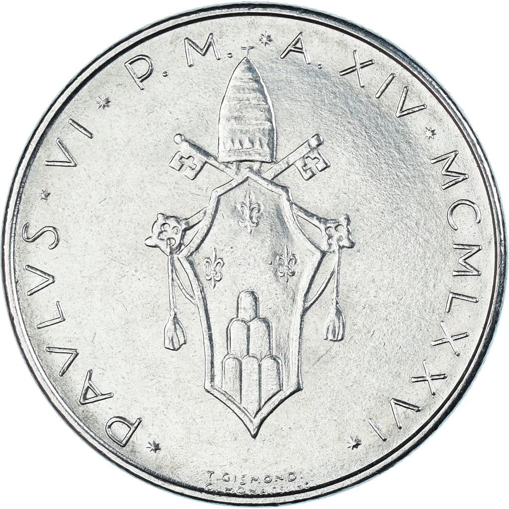 Vatican City | 100 Lire Coin | Dove | Km:122 | 1970 - 1977