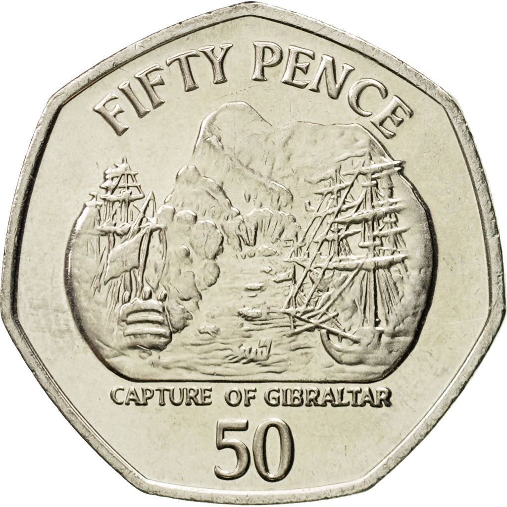 Gibraltar | 50 Pence Coin | Ships | Km:1050 | 2004