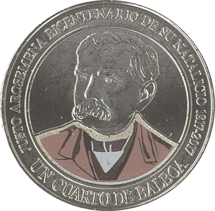 Panama 1/4 Balboa Coin | Justo Arosemena | KM181 | 2017 - 2018