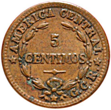 Costa Rica 5 Centimos Coin | Stars | Volcno | Ship | Sun | KM169 | 1929