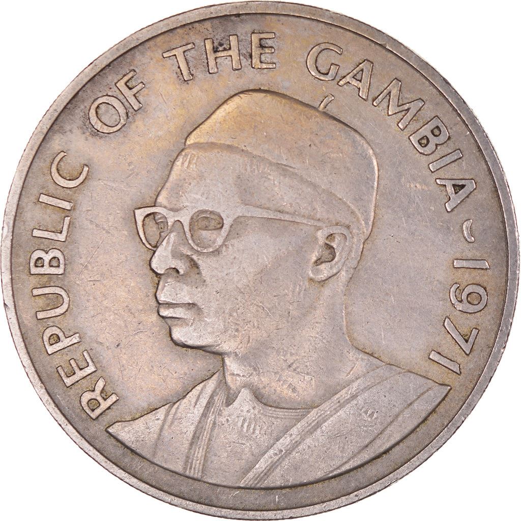 The Gambia | 1 Dalasi Coin | Slender-snouted crocodile | Km:13 | 1971