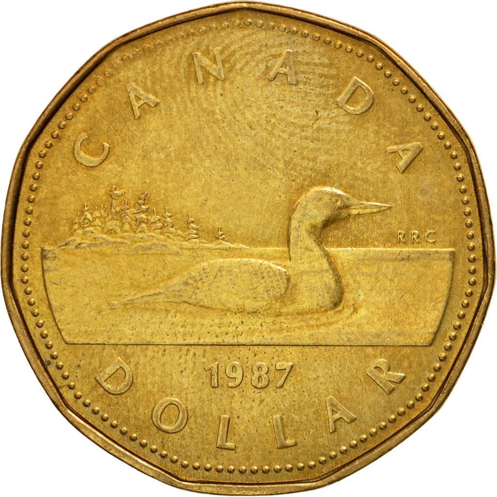 【エラー】海外硬貨 3枚セット 1ユーロ 1カナダドル カナダ｜1ドル硬貨｜ニッケルにブロンズメッキ｜第2肖像｜KM:157｜1987