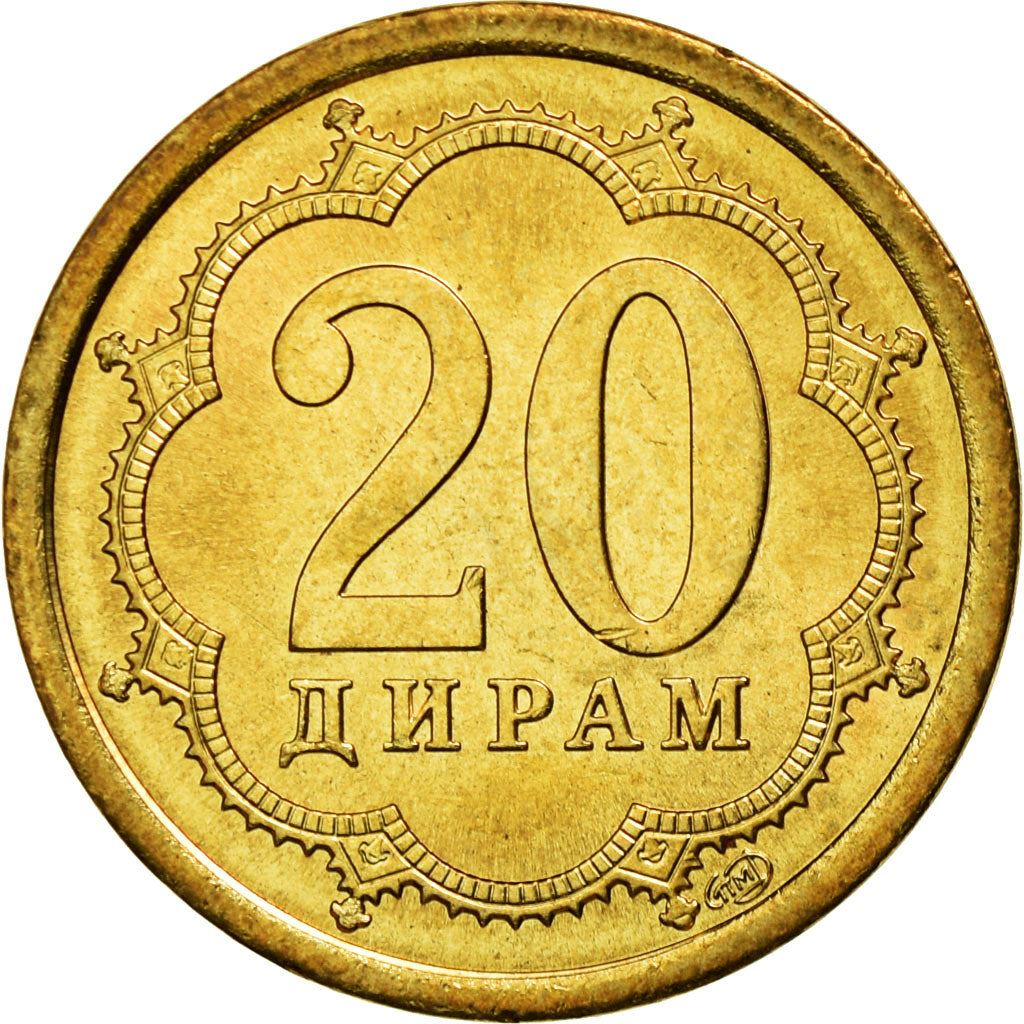 Tajikistan | 20 Diram Coin | Crown | Stars | Large Value | Km:4.2 | 2006