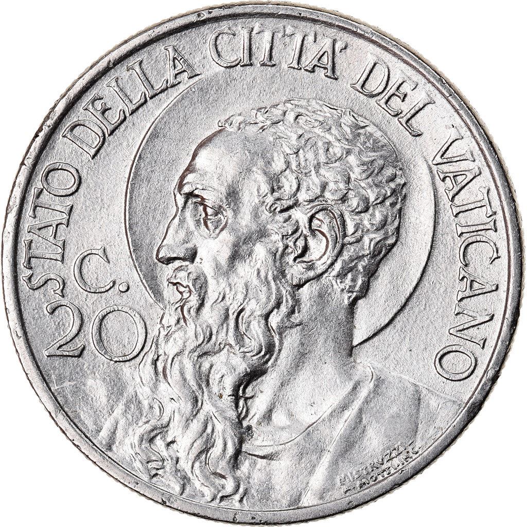 Vatican City | 20 Centesimi Coin | St. Paul | Nickel | KM:3 | 1929-1937