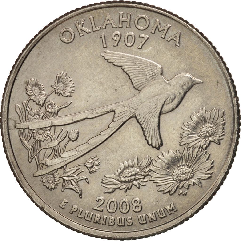 United States | 1/4 Dollar Coin | Oklahoma | Km:421 | 2008