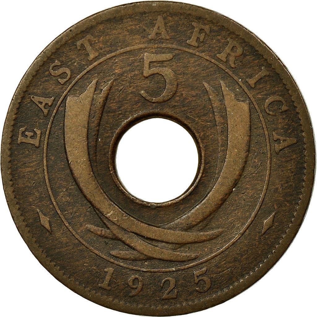 East Africa | 5 Cents Coin | Crown | Tusks | Km:18 | 1921 - 1936