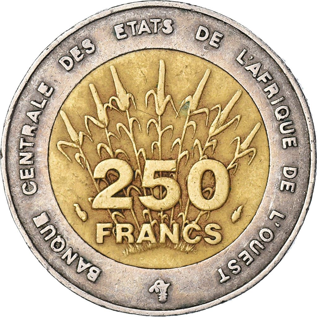 Western African States | 250 Francs Coin | Sawfish | Map | KM13 | 1992 - 1996