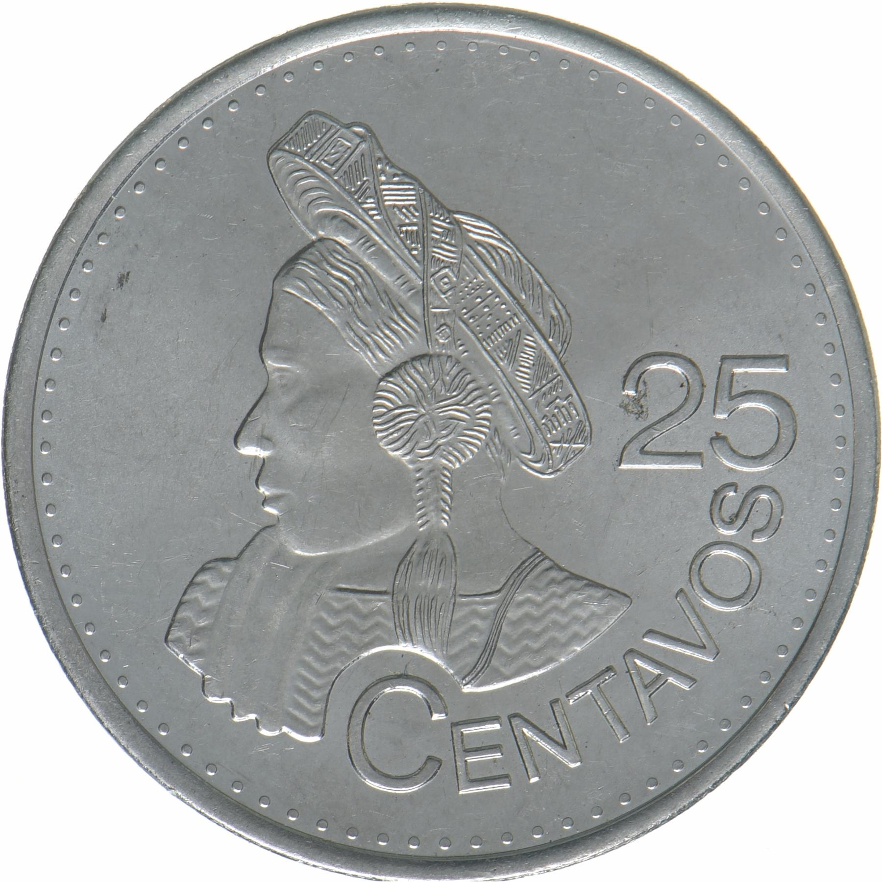 Guatemala | 25 Centavos Coin | Native bust | KM:294 | 2012 - 2023