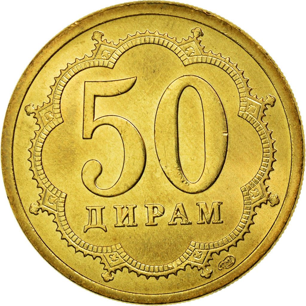 Tajikistan | 50 Diram Coin | Crown | Stars | Large Value | Km:6.2 | 2006