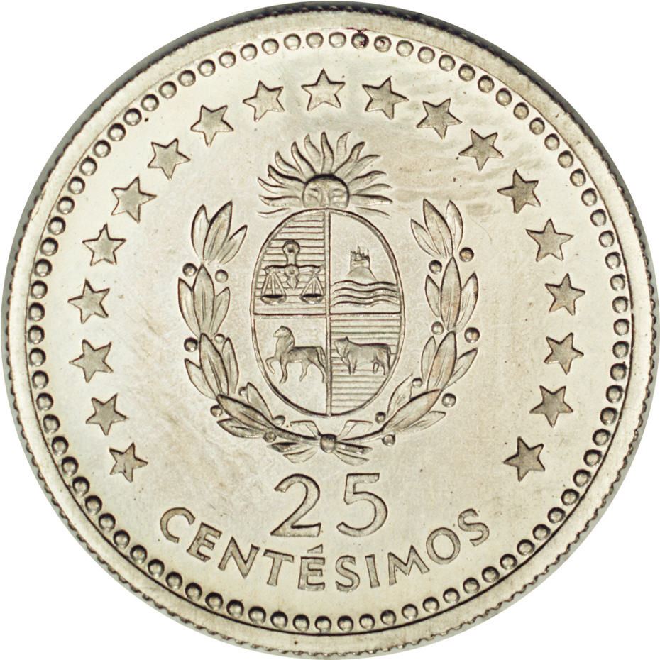 Uruguay 25 Centesimos Coin | Jose Gervasio Artigas | KM40 | 1960