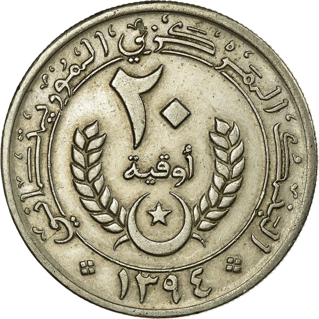 Mauritania | 20 Ouguiya Coin | Coat of Arms | Km:5 | 1973 - 2003