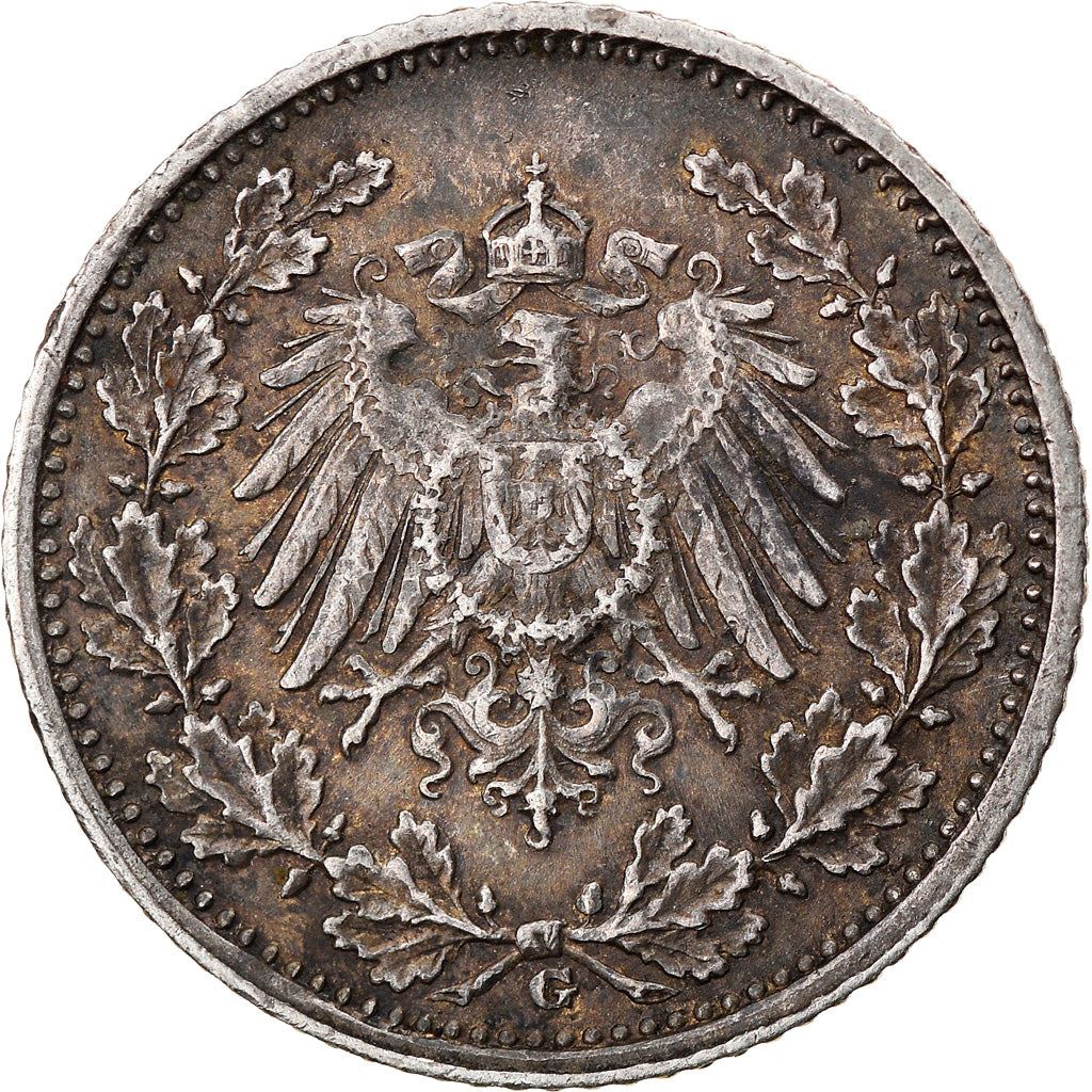 German Empire 1/2 Mark Coin | Deutsches Reich | Wilhelm II | Type 2 | KM17 | 1905 - 1919