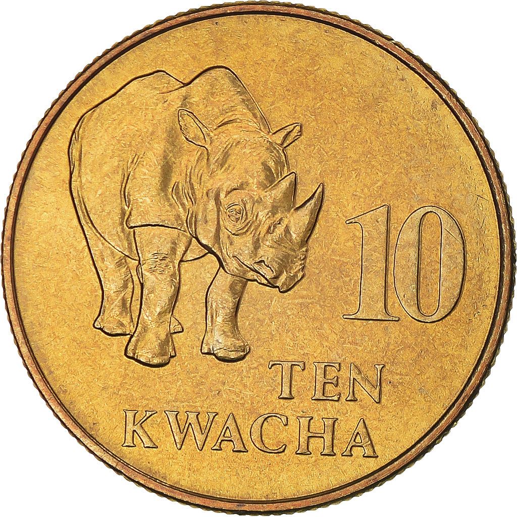 Zambia | 10 Kwacha Coin | Black rhinoceros | Km:32 | 1992