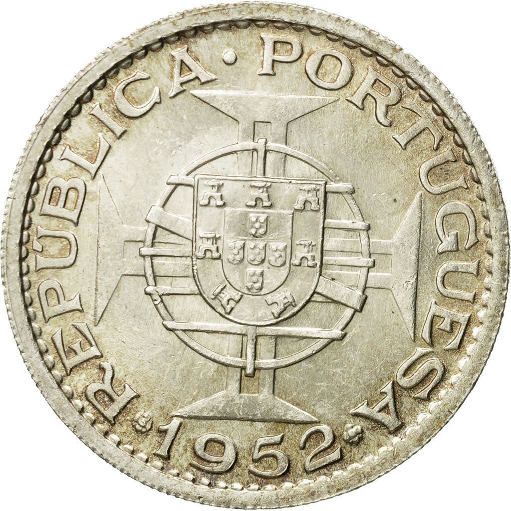 Angola | 20 Escudos Coin | Horse | Elephant | Shield | Km:74 | 1952 - 1955