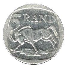 South Africa | 5 Rand Coin | Animals | Wildebeest | Gnu | Km:166 | 1996 - 2000