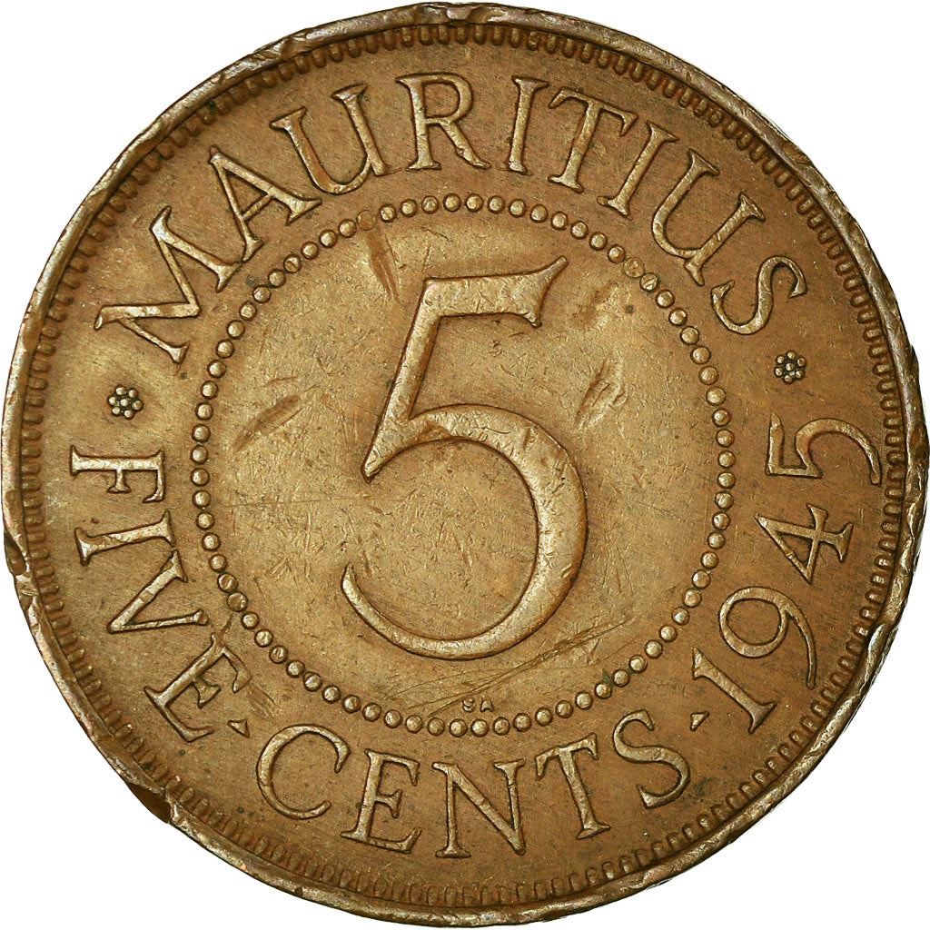 Mauritius | 5 Cents Coin | George VI | Km:20 | 1942 - 1945