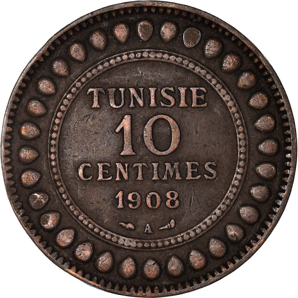Tunisia 10 Centimes Coin | Muhammad V | KM236 | 1907 - 1918
