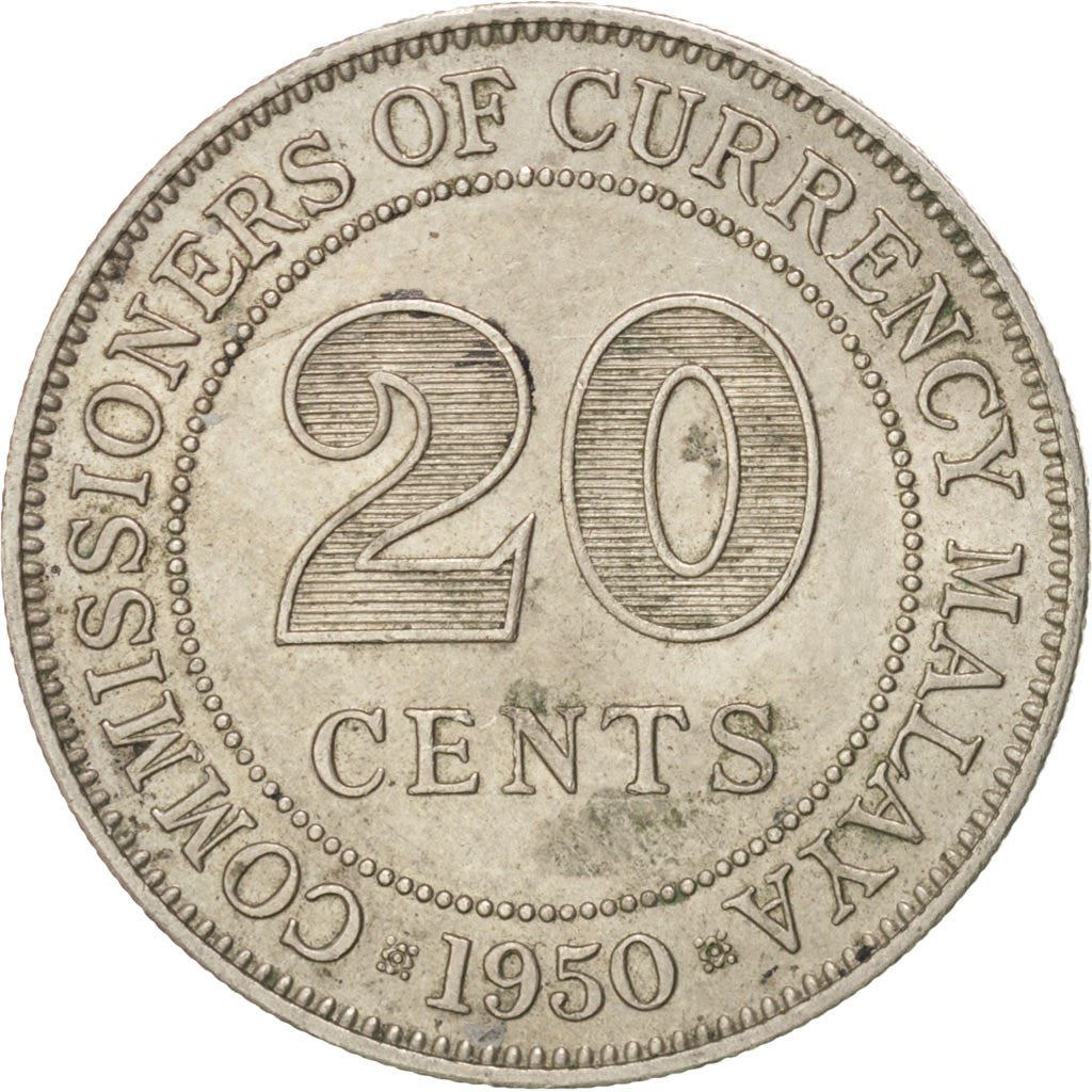 Malaya | 20 Cents Coin | George VI | Km:9 | 1948 - 1950