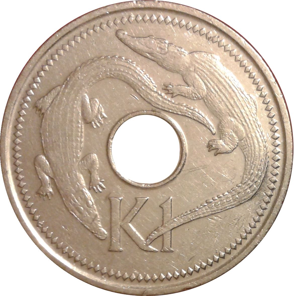 Papua New Guinea Coin Papua New Guinean 1 Kina | Elizabeth II | Crocodile | KM6b | 2005 - 2010