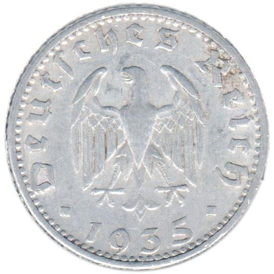 German Third Reich 50 Reichspfennig Coin | KM87 | 1935