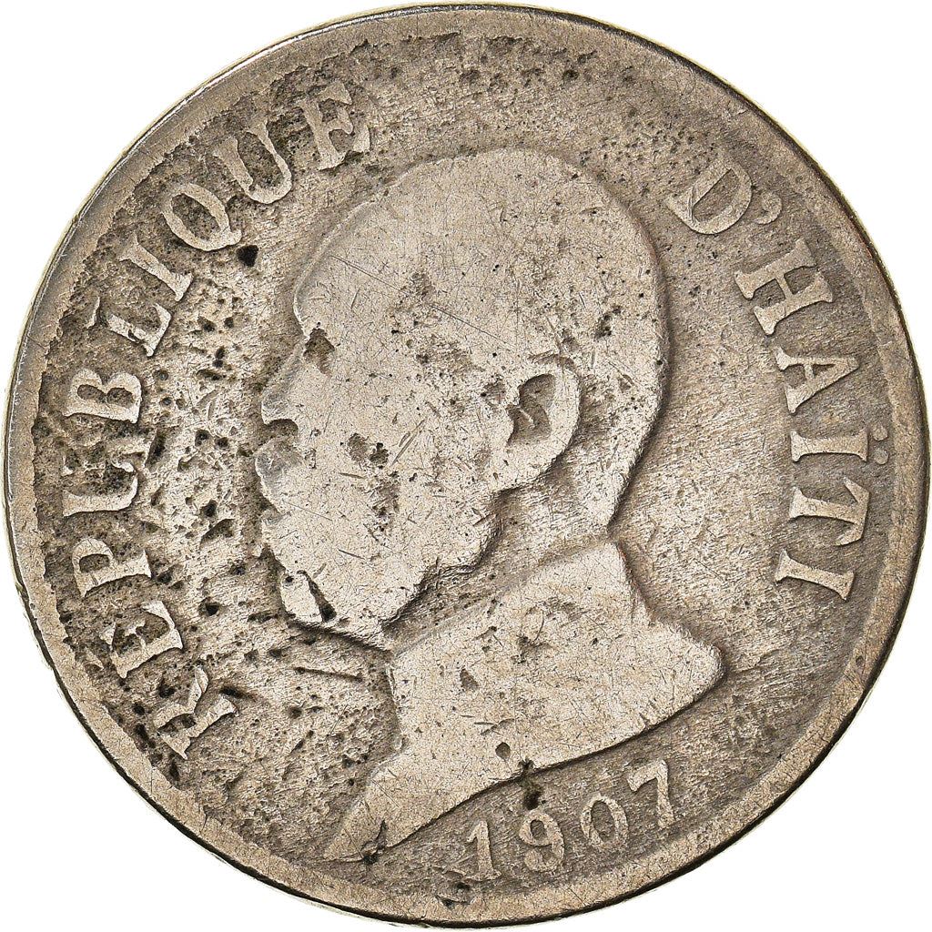 Haiti | 20 Centimes Coin | General Pierre Nord-Alexis | Cannon | Km:55 | 1907 - 1908