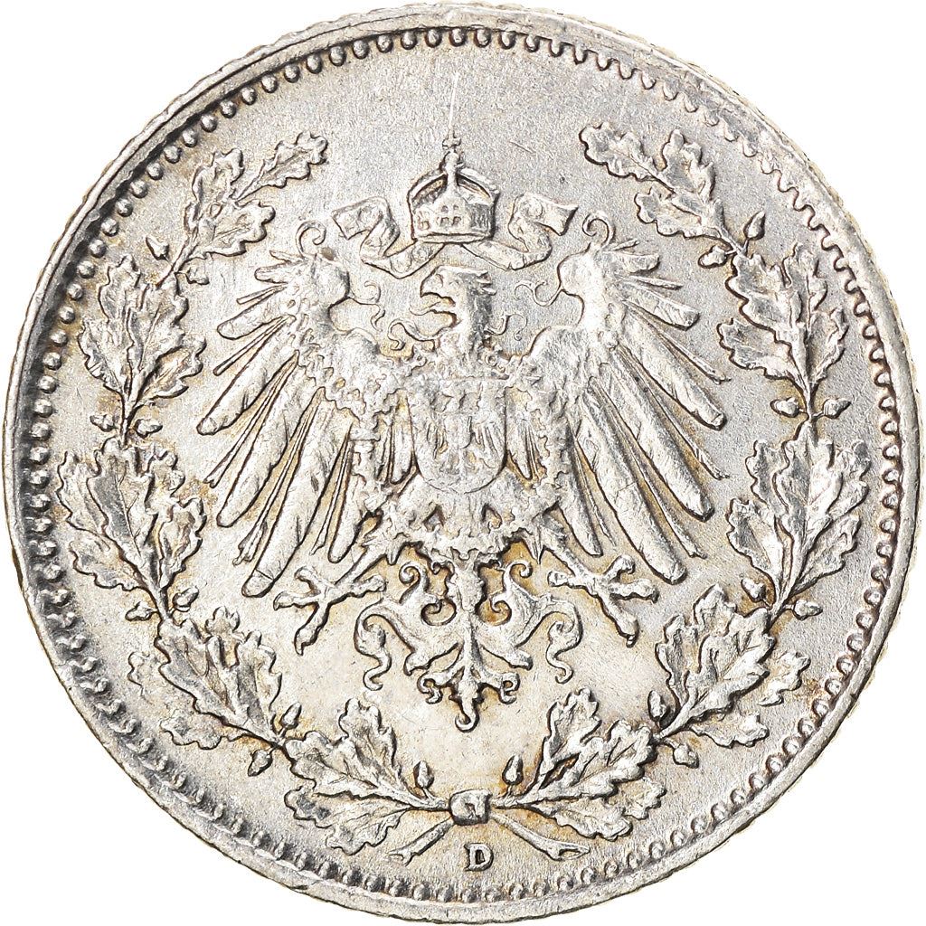 German Empire 1/2 Mark Coin | Deutsches Reich | Wilhelm II | Type 2 | KM17 | 1905 - 1919