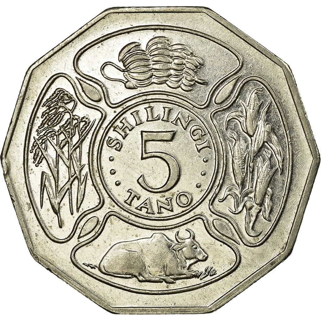 Tanzania | 5 Shilingi Coin | Cow | Corn | Km:23A | 1990 - 1993