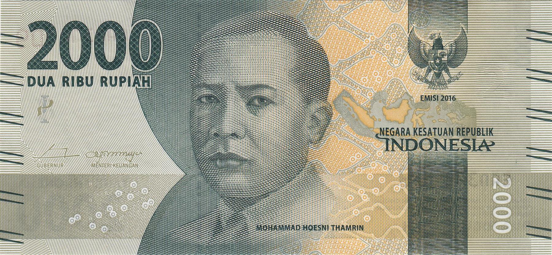Indonesia | 2000 Rupiah Banknote | 2016 - 2021 | Mohammad Hoensi Thamrin | Piring Dancer | Ngarai Sianok